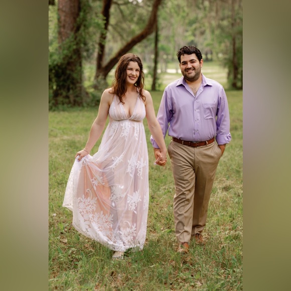 Long White Dress With Slit - Picture 5 of 9